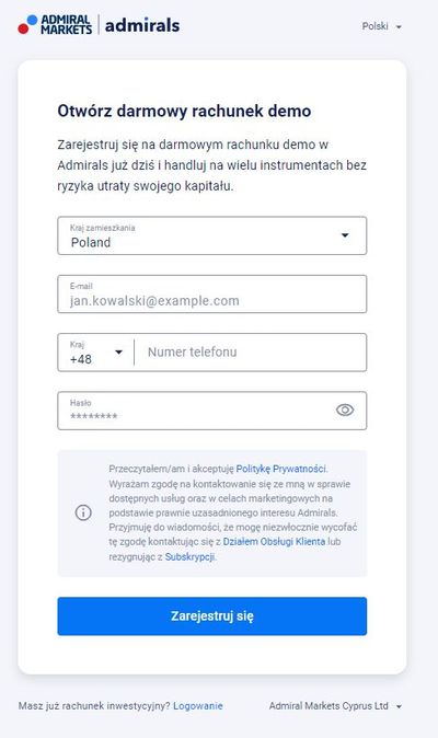 Admirals demo account