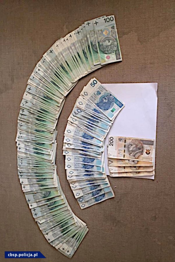 Gotówka przejęta przez policję podczas rozbicia grupy oszustów forex