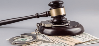 judge's gavel - money - handcuffs