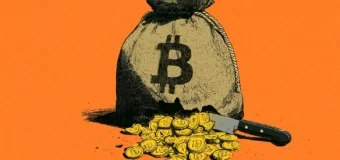 Włamanie na Bitget — worek z bitcoinami rozcięty nożem
